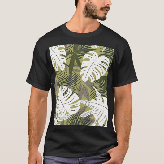 Levendig tropisch blad patroon t-shirt (Voorkant)