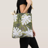 Levendig tropisch blad patroon tote bag (Dichtbij)