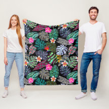 Levendig Tropisch Bladeren en Bloemen Patroon