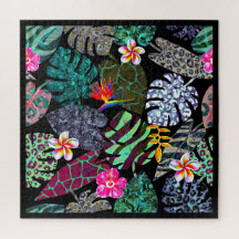 Levendig Tropisch Bladeren en Bloemen Patroon