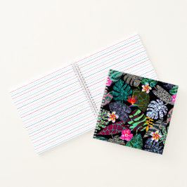 Levendig Tropisch Bladeren en Bloemen Patroon Notitieboek