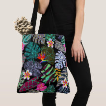 Levendig Tropisch Bladeren en Bloemen Patroon