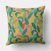 Levendig Tropisch Bladkussen Helder Roze Rug Kussen (Achterkant)