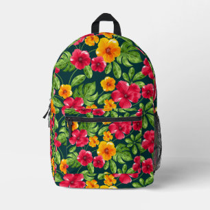 Levendig tropisch bloemenpatroon bedrukte rugzak