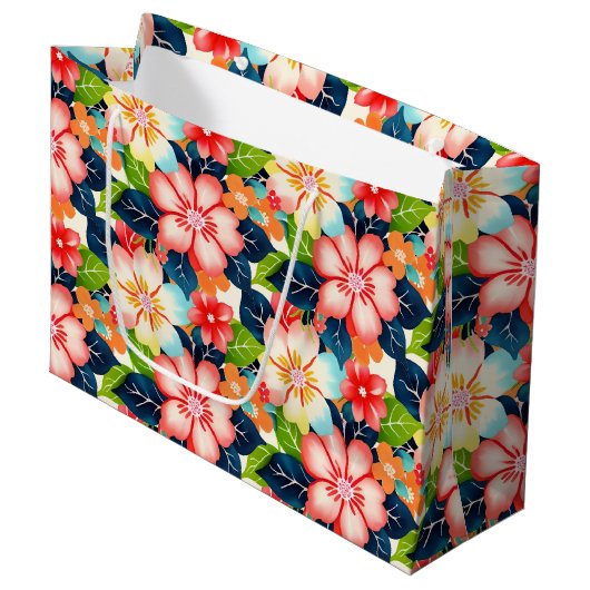 Levendig tropisch bloemenpatroon groot cadeauzakje (Voorkant Gekanteld)
