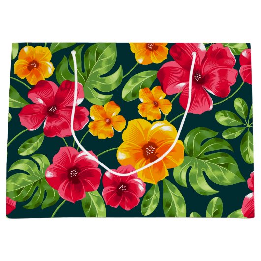 Levendig tropisch bloemenpatroon groot cadeauzakje (Voorkant)