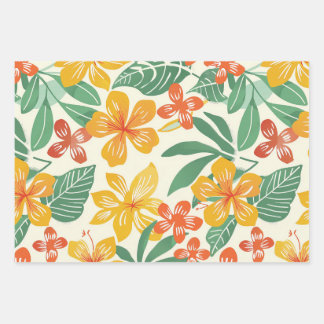 Levendig tropisch bloemenpatroon inpakpapier vel