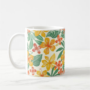 Levendig tropisch bloemenpatroon koffiemok