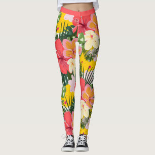 Levendig tropisch bloemenpatroon leggings