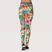 Levendig tropisch bloemenpatroon leggings (Achterkant)
