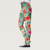Levendig tropisch bloemenpatroon leggings (Links)