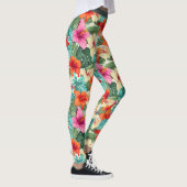 Levendig tropisch bloemenpatroon leggings (Rechts)