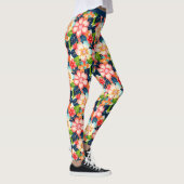 Levendig tropisch bloemenpatroon leggings (Rechts)