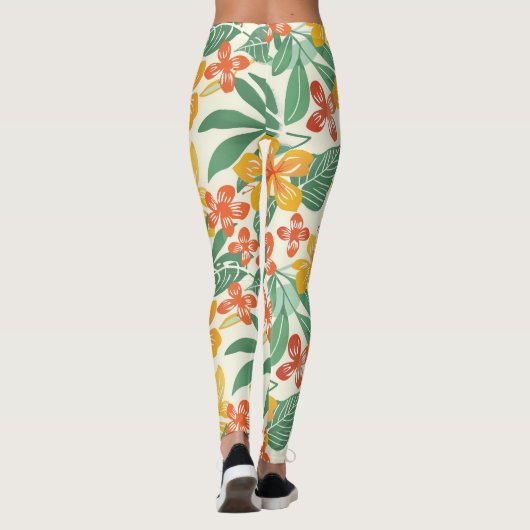 Levendig tropisch bloemenpatroon leggings (Achterkant)