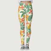 Levendig tropisch bloemenpatroon leggings (Voorkant)