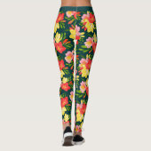 Levendig tropisch bloemenpatroon leggings (Achterkant)