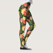Levendig tropisch bloemenpatroon leggings (Rechts)