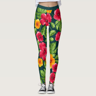 Levendig tropisch bloemenpatroon leggings