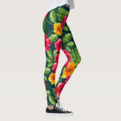 Levendig tropisch bloemenpatroon leggings (Rechts)