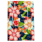 Levendig tropisch bloemenpatroon medium cadeauzakje (Voorkant)