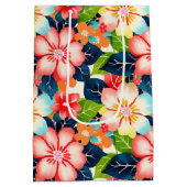 Levendig tropisch bloemenpatroon medium cadeauzakje (Achterkant)
