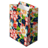 Levendig tropisch bloemenpatroon medium cadeauzakje (Achterkant Gekanteld)
