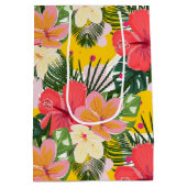 Levendig tropisch bloemenpatroon medium cadeauzakje (Achterkant)
