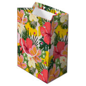 Levendig tropisch bloemenpatroon medium cadeauzakje (Achterkant Gekanteld)