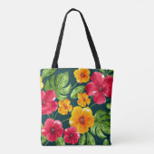 Levendig tropisch bloemenpatroon tote bag (Achterkant)