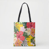 Levendig tropisch bloemenpatroon tote bag (Voorkant)