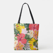 Levendig tropisch bloemenpatroon tote bag (Achterkant)