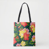 Levendig tropisch bloemenpatroon tote bag (Voorkant)