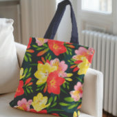 Levendig tropisch bloemenpatroon tote bag
