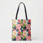 Levendig tropisch bloemenpatroon tote bag (Voorkant)