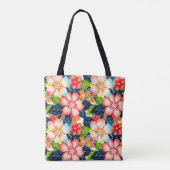 Levendig tropisch bloemenpatroon tote bag (Achterkant)
