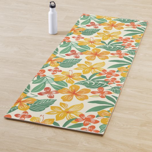Levendig tropisch bloemenpatroon yogamat (In situ)
