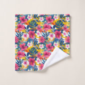 Levendig Tropisch Bloemparadijs Patroonontwerp Bad Handdoek (Wasdoekje)