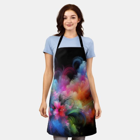 Levendig tropisch boeket schort (Gedragen)