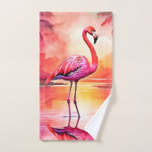 Levendig Tropisch Flamingo Glow Design Bad Handdoek (Handdoek)