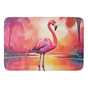 Levendig Tropisch Flamingo Glow Design Badmat