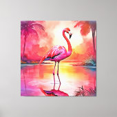 Levendig Tropisch Flamingo Glow Design Canvas Afdruk (Voorkant)