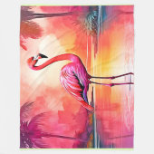 Levendig Tropisch Flamingo Glow Design Fleece Deken (Voorkant)