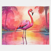Levendig Tropisch Flamingo Glow Design Fleece Deken (Voorkant (Horizontaal))
