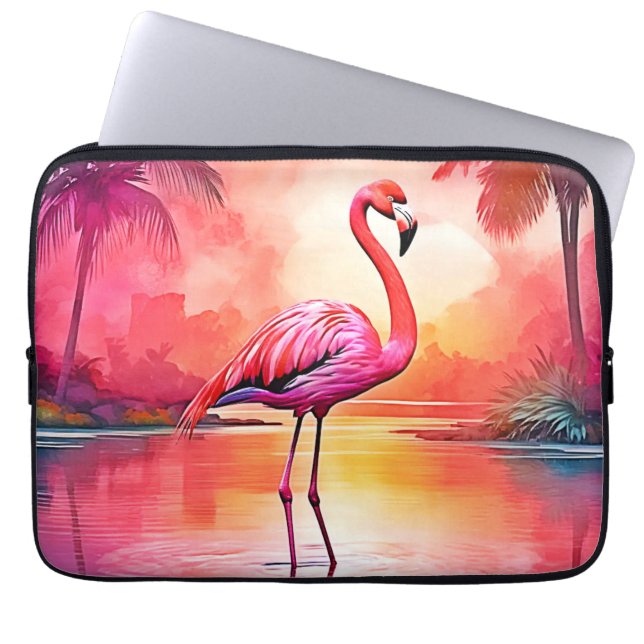 Levendig Tropisch Flamingo Glow Design Laptop Sleeve (Voorkant)