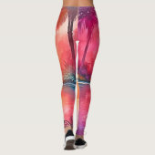 Levendig Tropisch Flamingo Glow Design Leggings (Achterkant)