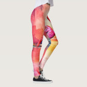 Levendig Tropisch Flamingo Glow Design Leggings (Rechts)