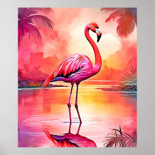 Levendig Tropisch Flamingo Glow Design Poster