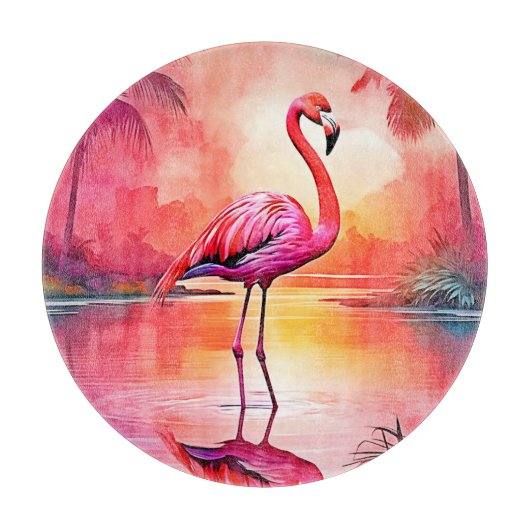 Levendig Tropisch Flamingo Glow Design Snijplank (Voorkant)