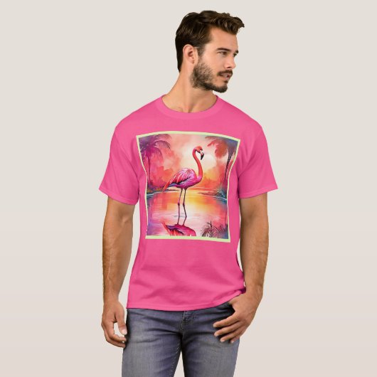 Levendig Tropisch Flamingo Glow Design T-shirt (Voorkant volledig)