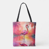Levendig Tropisch Flamingo Glow Design Tote Bag (Achterkant)